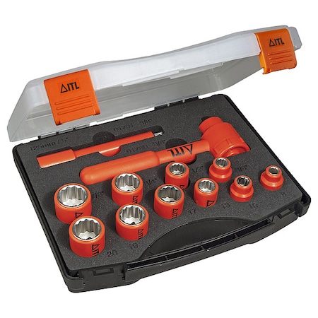 1000V Insulated 3/8-inch Drive Combination Socket Set, 12-Piece MPN:03105