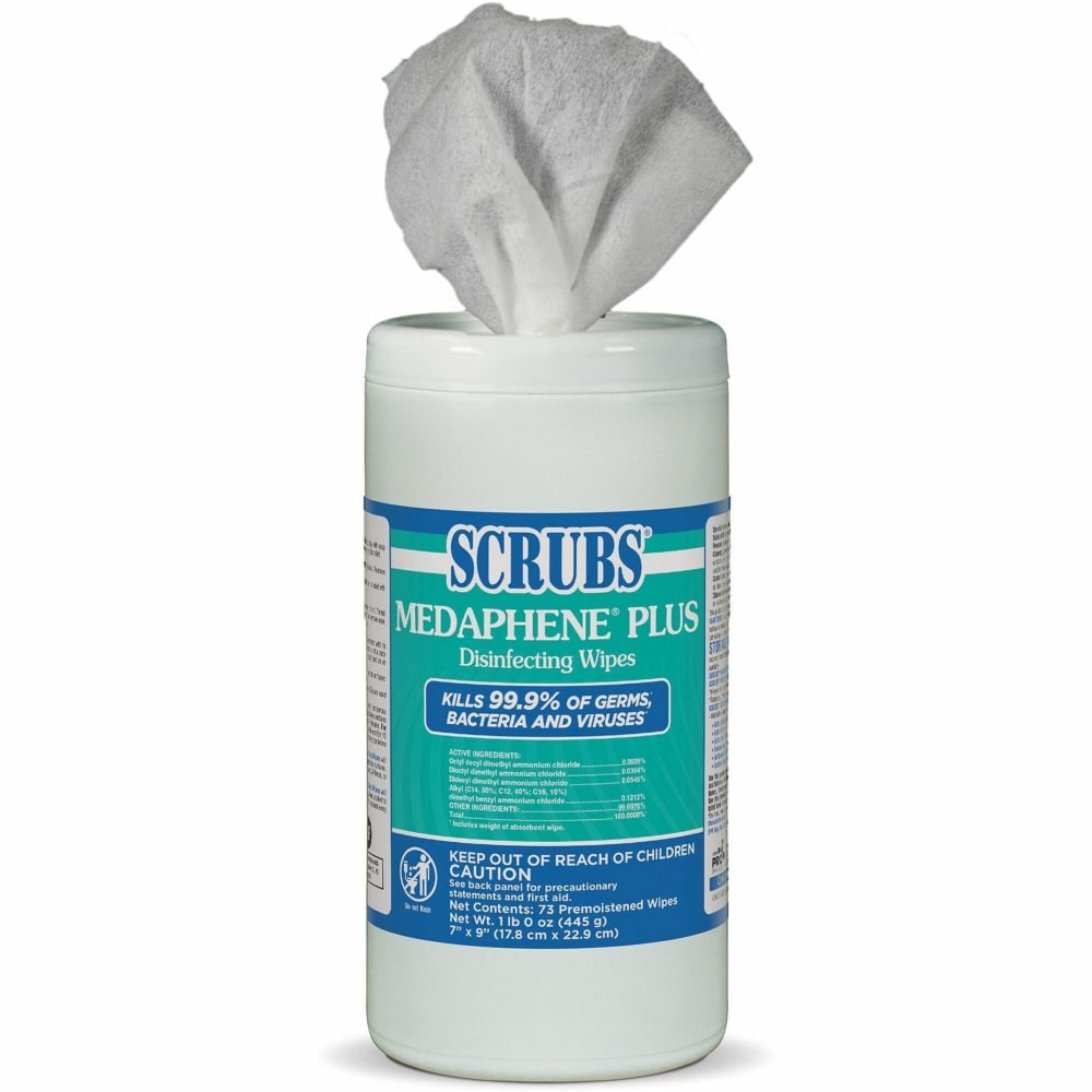 SCRUBS Medaphene Plus Disinfecting Wipes - Citrus Scent - 9in Length x 6in Width - 73 - 6 / Carton - Colorless MPN:96365