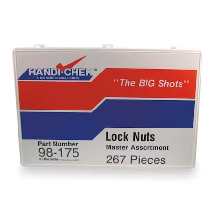 Zinc Plated Finish Steel Nylon Insert Hex Lock Nut Assortment, 267 pc. MPN:WWG-DISP-LNUT267
