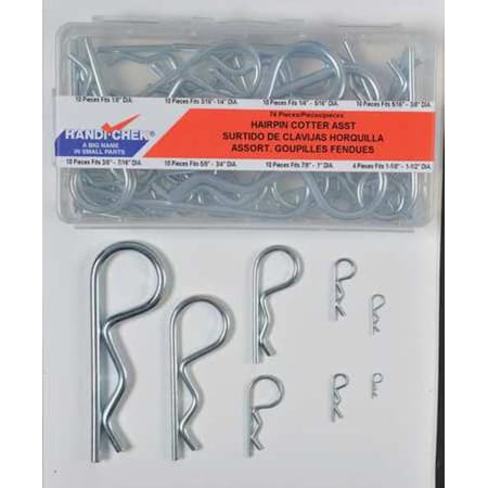 Cotter Pin Assortment, Stainless Steel, Zinc Plated, 74 Pcs MPN:WWG-DISP-BP074
