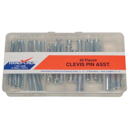 Clevis, Taper Pin Assortment, Steel, Zinc Plated, 50 Pcs MPN:WWG-DISP-CLP050