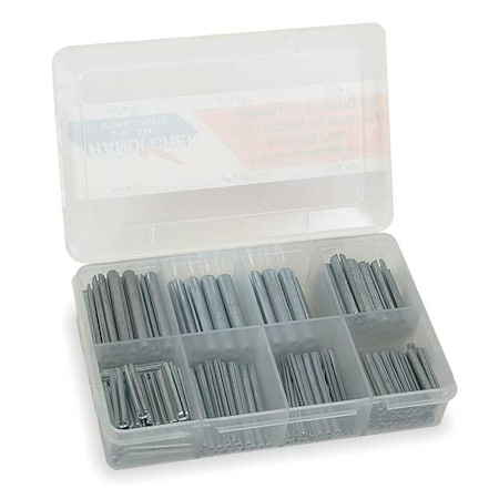 Slotted Spring Pin Assortment, Steel, Zinc Plated, 170 Pcs MPN:WWG-DISP-SP170