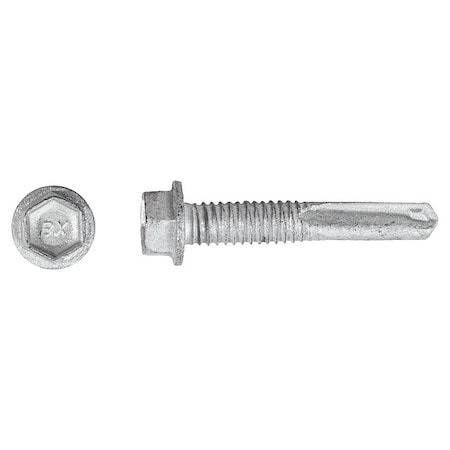Self-Drilling Screw, #12 x 1-1/4 in, Climaseal Steel Flange Hex Head External Hex Drive, 500 PK MPN:1007000