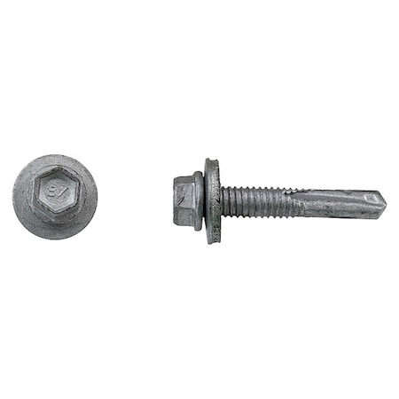 Self-Drilling Screw, #12 x 2 in, Climaseal Steel Flange Hex Head External Hex Drive, 250 PK MPN:1607000
