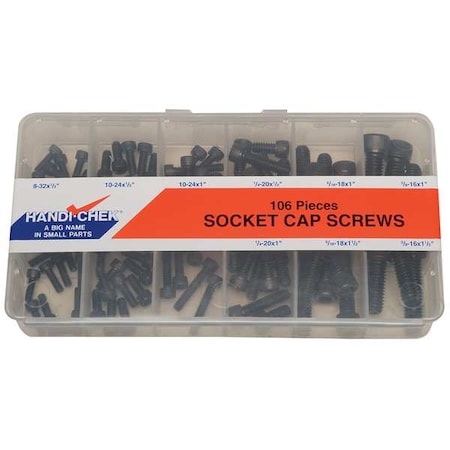 Socket Head Cap Screw Assortment, Alloy Steel, Black Oxide Finish, 106 PCS MPN:WWG-DISP-CAP106