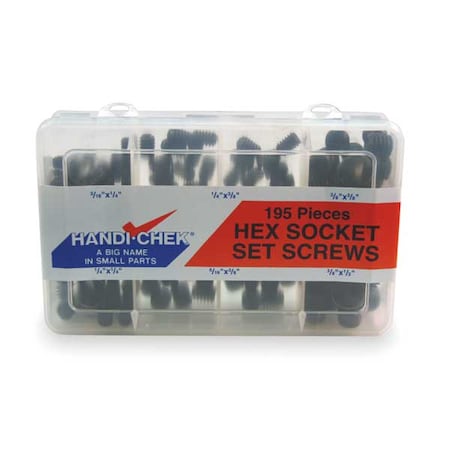 Set Screw Assortment, Alloy Steel, Black Finish Finish, 195 PCS MPN:WWG-DISP-SET195