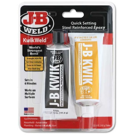 Epoxy Adhesive, KwikWeld Series, Gray, Tube, 1:01 Mix Ratio, 6 hr Functional Cure MPN:8271