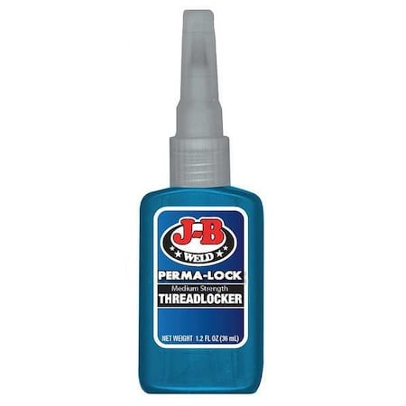 Threadlocker, J-B WELD Perma-Lock, Blue, Medium, Liquid, 1.22 fl oz, Bottle MPN:24236