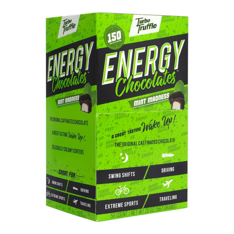 Turbo Truffles Energy Chocolate Mint Madness Truffles, Box Of 50 Truffles MPN:10002