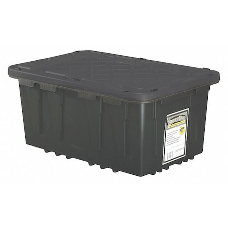 Stack & Nest Storage Tote W/ Lid, 27 gal, 28-1/2 in L x 19-3/4 in W x 14-3/4 in H, Black, Yellow MPN:27T-54-BY