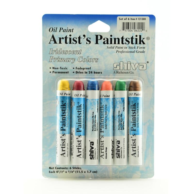 Jack Richeson Shiva Artists Paintstik Oil Color Set, Iridescent Primary Colors Set, Set Of 6 MPN:121300