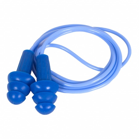 H2O Reusable Corded Ear Plugs, Metal Detectable, Flanged Shape, NRR 26 dB, M, Blue, 100PK MPN:13822