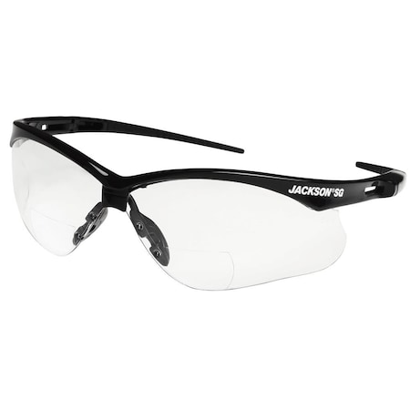 Safety Glasses, Anti-Scratch, Clear Lens, Black Frame, Half-Frame MPN:50042