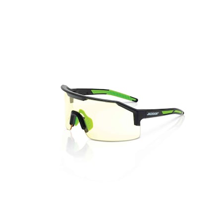 Maxview+, Safety Glasses, Anti-Fog & Anti-Scratch, Amber Lens, Black/Green Frame, Half-Frame MPN:60002