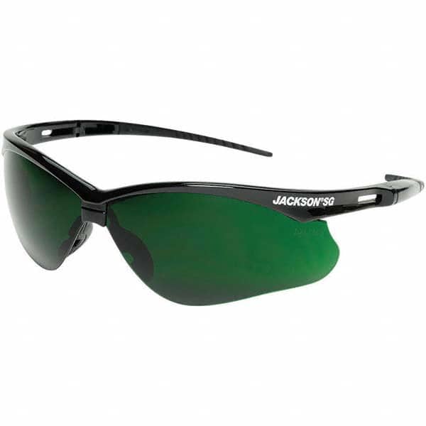 Safety Glasses: Scratch-Resistant, Polycarbonate, Green Lenses, Full-Framed MPN:50010