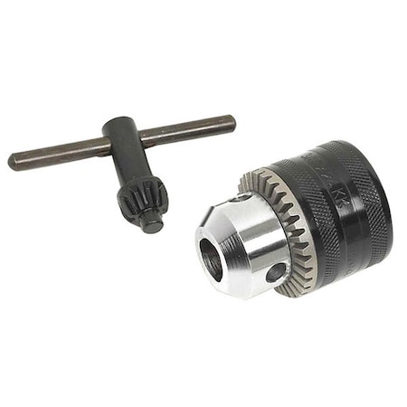 Drill Chuck, Keyed, Steel, 1/2 In, 3/8-24 MPN:30598