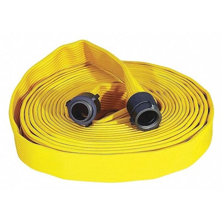 Fire Hose, Single Jacket, 100 ft Length, 2 1/2 in Hose Inside Dia., PVC Nitrile Rubber Hose Tube MPN:G50H25RY100NB