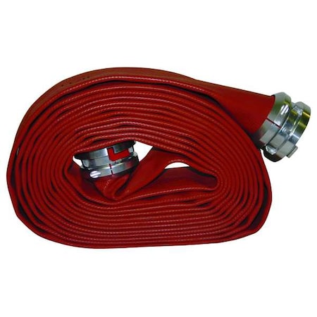 Fire Hose, Single Jacket, 25 ft Length, 4 in Hose Inside Dia., PVC Nitrile Rubber Hose Tube, Red MPN:G50H4RR25S
