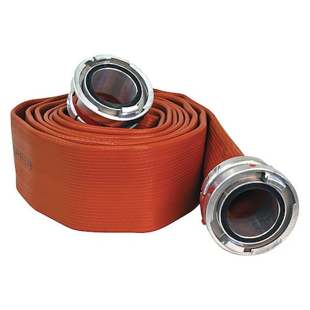 Fire Hose, Single Jacket, 50 ft Length, 5 in Hose Inside Dia., PVC Nitrile Rubber Hose Tube, Red MPN:G50H5RR50S