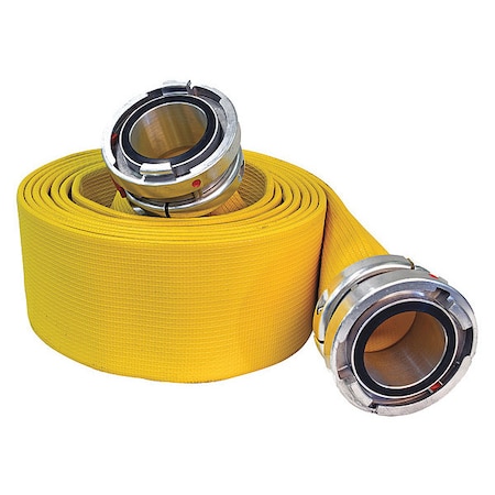 Fire Hose, Single Jacket, 50 ft Length, 6 in Hose Inside Dia., PVC Nitrile Rubber Hose Tube, Yellow MPN:G50H6RY50S
