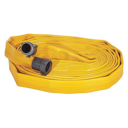 Fire Hose, 4-Layer, 100 ft Length, 1 1/2 in Hose Inside Dia., Rubber Hose Tube, MNPSH Fitting A MPN:G56H15FX4100P