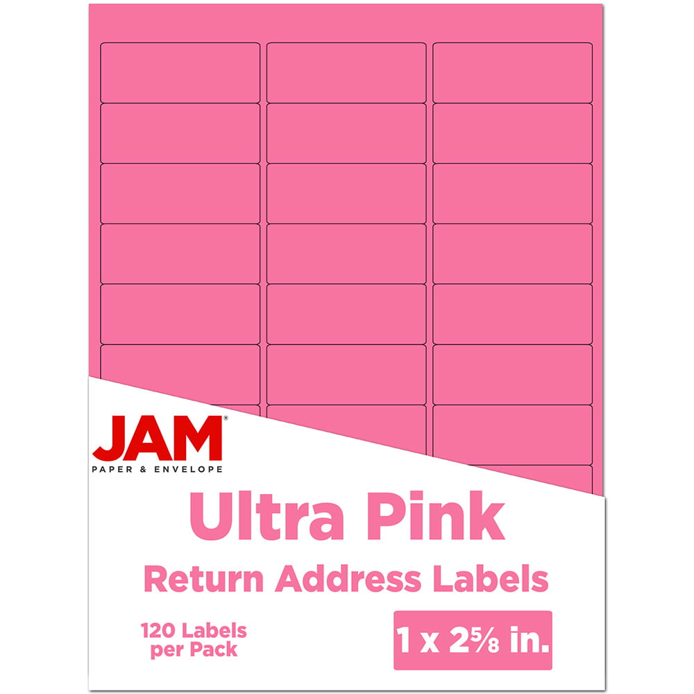 JAM Paper Mailing Address Labels, Rectangle, 2 5/8in x 1in, Pink, Pack Of 120 MPN:302725795