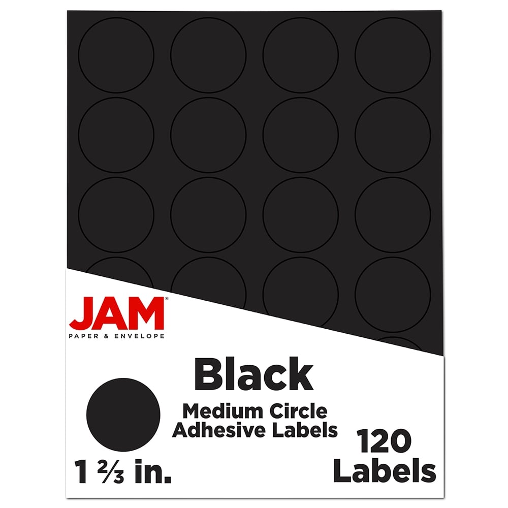 JAM Paper Circle Labels, 1 2/3in, Black, Pack of 120 Labels MPN:22637568
