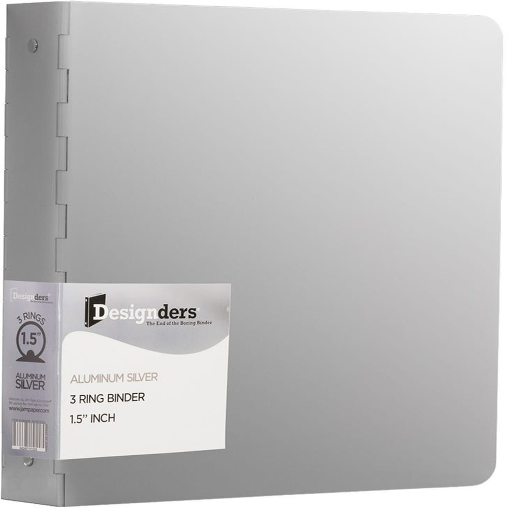 JAM PAPER 3 Ring Aluminum Binder, 1.5 inch, Silver, Sold Individually MPN:301933554