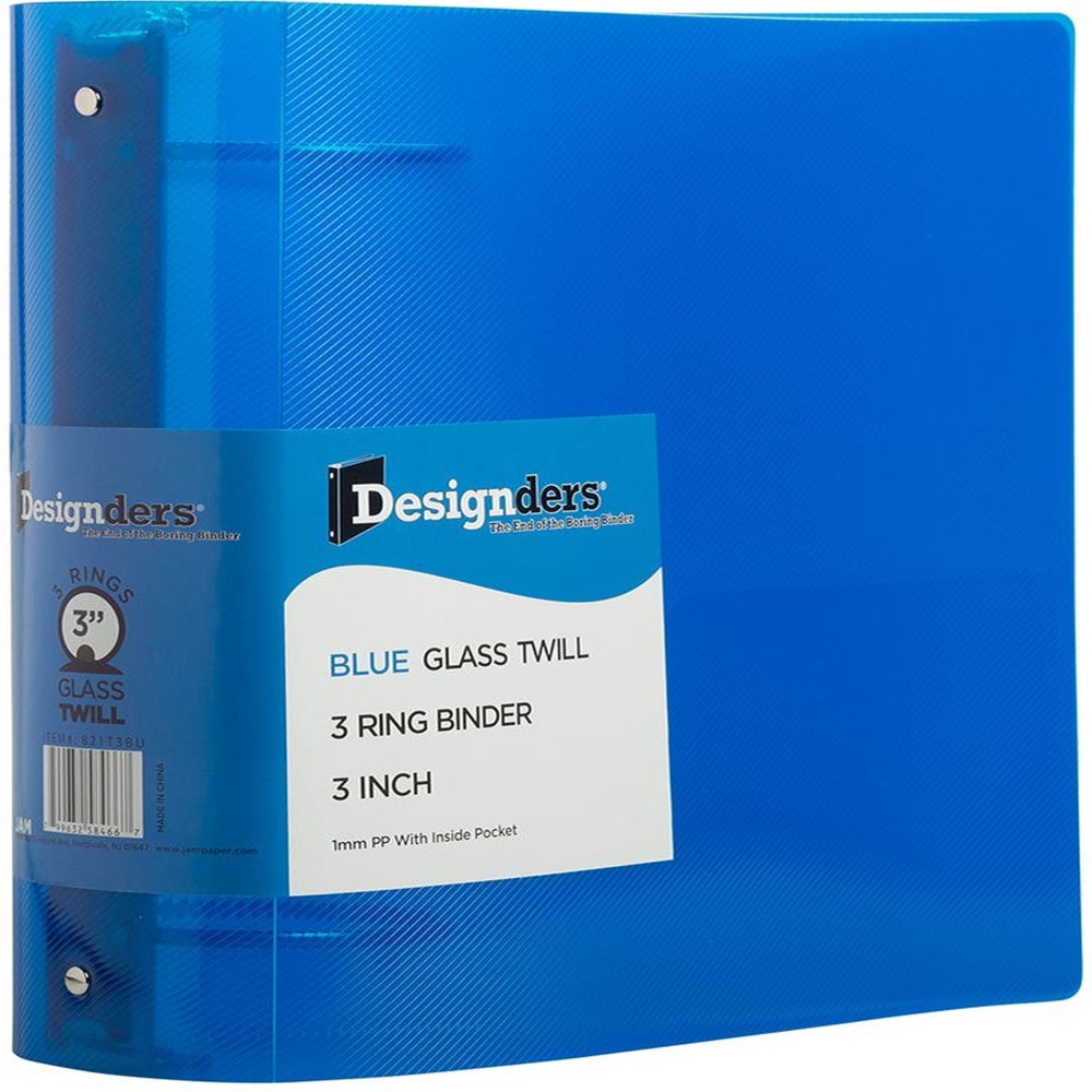 JAM PAPER 3 Ring Plastic Binder, 3 inch, Blue, Sold Individually MPN:821T3BU