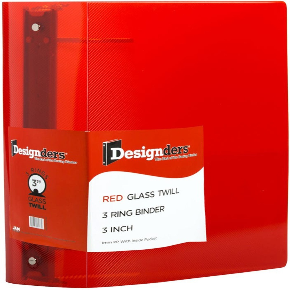 JAM PAPER 3 Ring Plastic Binder, 3 inch, Red, Sold Individually MPN:821T3RE
