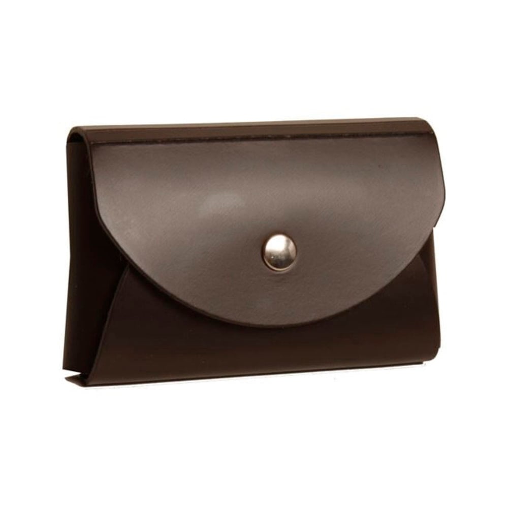 JAM Paper Leather Business Card Case, Round Flap, 2 1/4in x 3 1/2in x 3/4in, Dark Brown MPN:2233317454