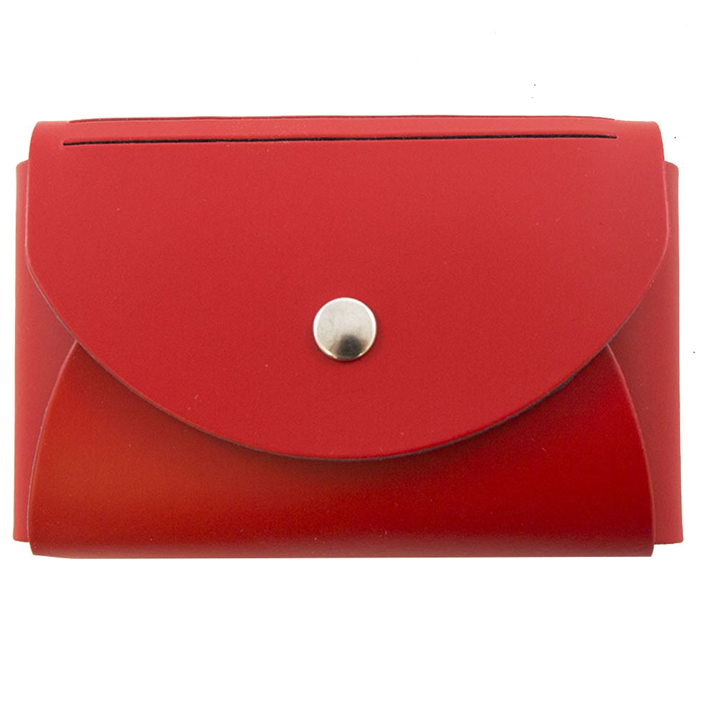 JAM Paper Leather Business Card Case, Round Flap, 2 1/2in x 4in x 3/4in, Red MPN:2233317457