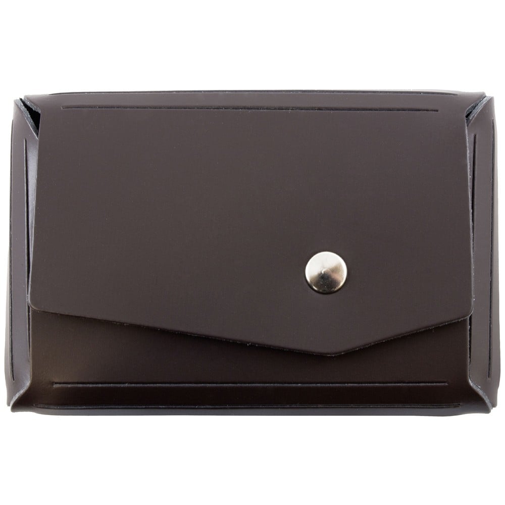 JAM Paper Leather Business Card Case, Angular Flap, 2 1/2in x 4in x 3/4in, Dark Brown MPN:2233317458