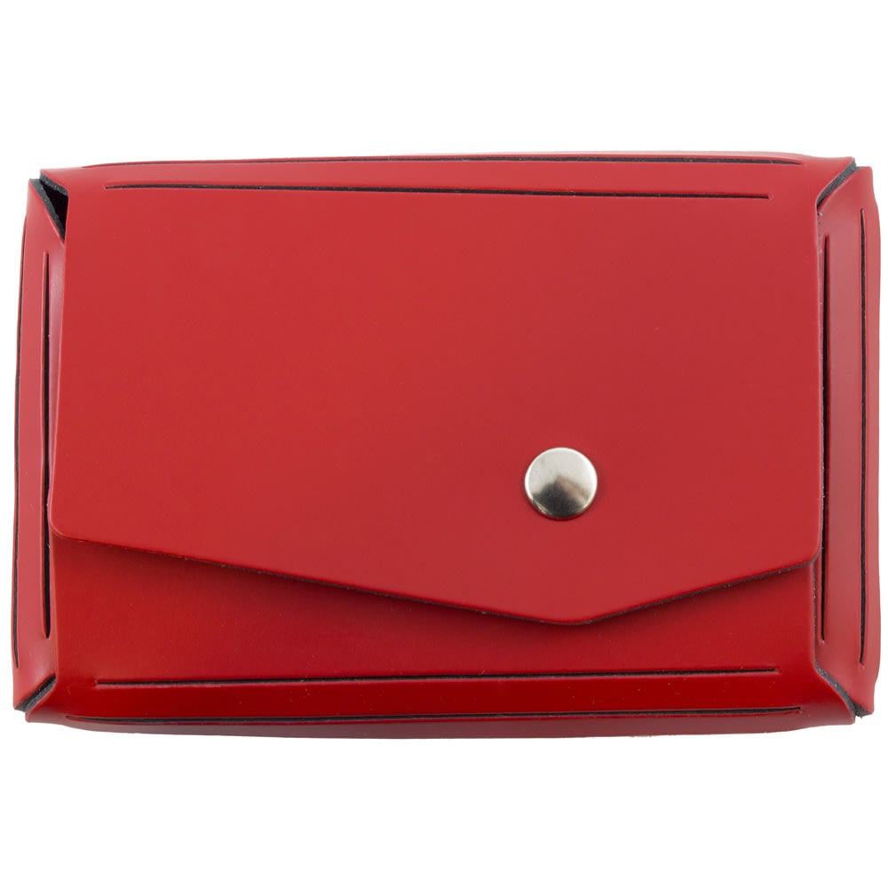JAM Paper Leather Business Card Case, Angular Flap, 2 1/2in x 4in x 3/4in, Red MPN:2233317461