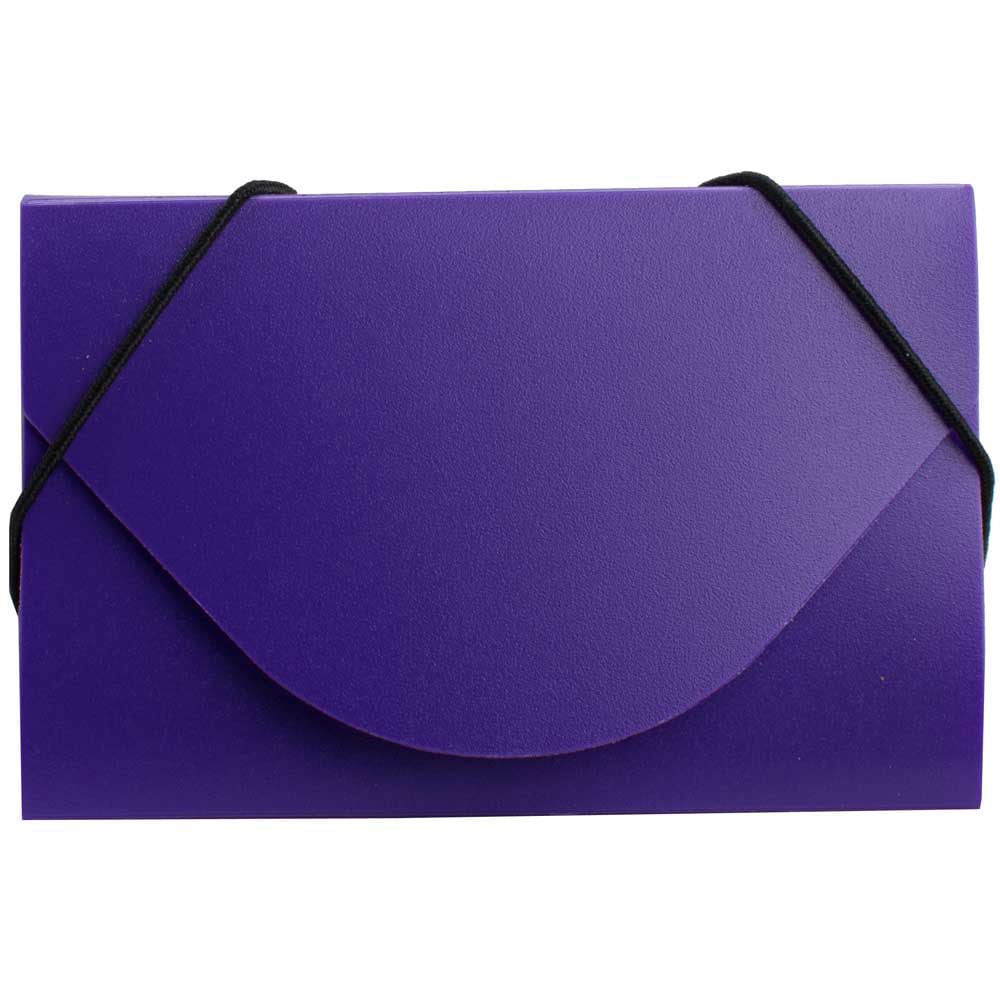 JAM Paper Plastic Business Card Case With Round Flap, 3 1/2in x 2 1/4in x 1/4in, Purple MPN:291618970