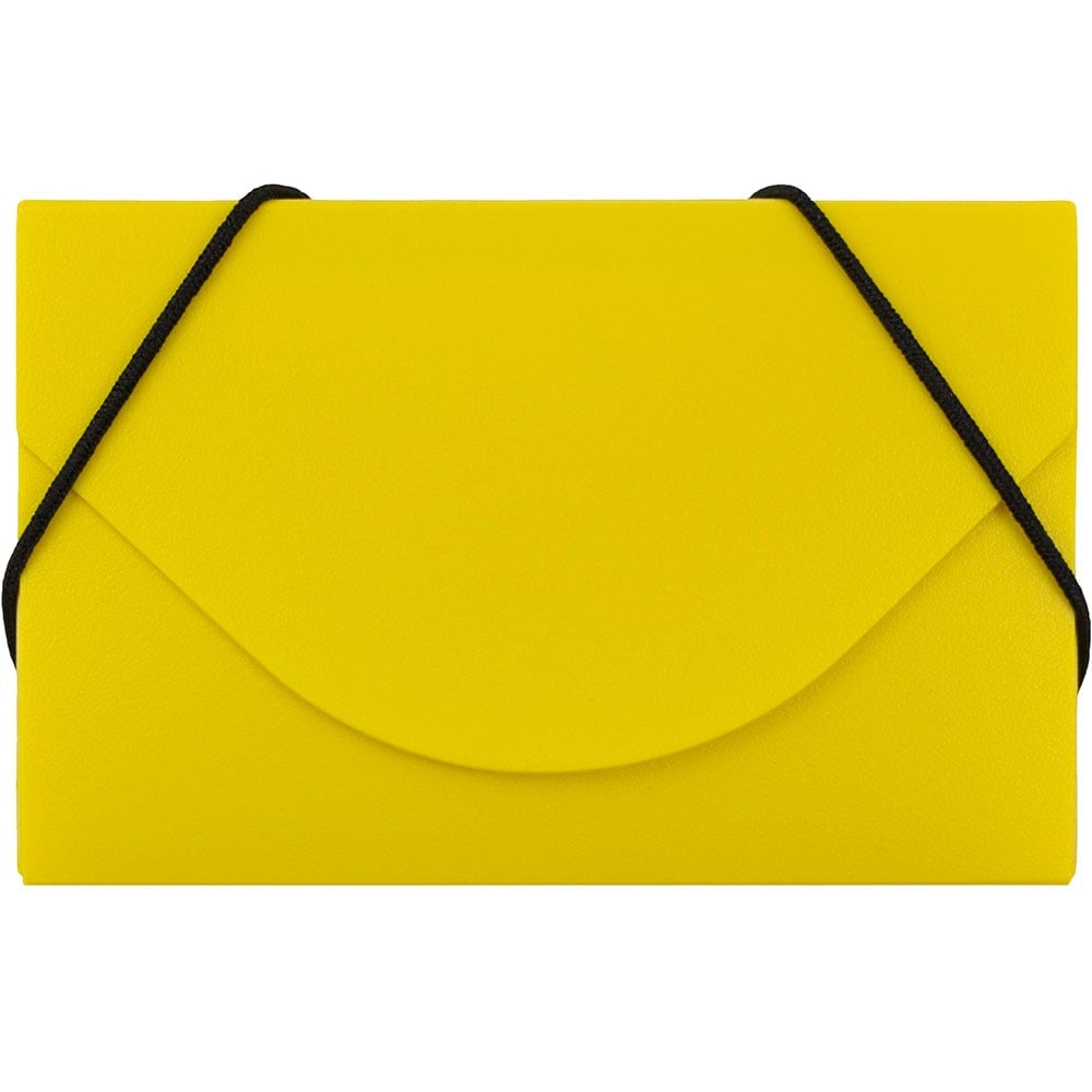 JAM Paper Plastic Business Card Case With Round Flap, 3 1/2in x 2 1/4in x 1/4in, Yellow MPN:291618971