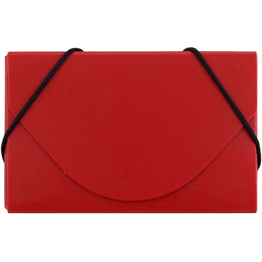 JAM Paper Plastic Business Card Case With Round Flap, 3 1/2in x 2 1/4in x 1/4in, Red MPN:9167042