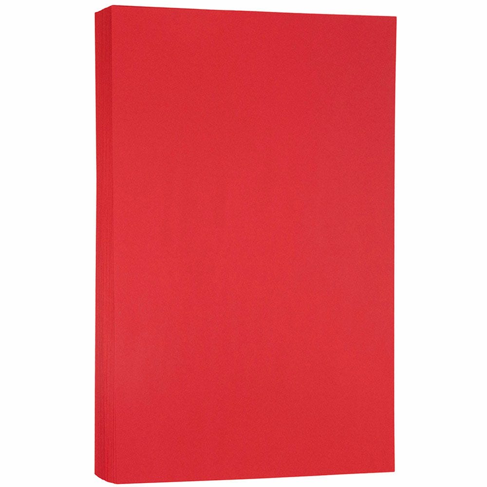 JAM Paper Legal Color Paper, Ruby Red, Legal (8.5in x 14in), 100 Sheets Per Pack, 24 Lb, 30% Recycled MPN:101337