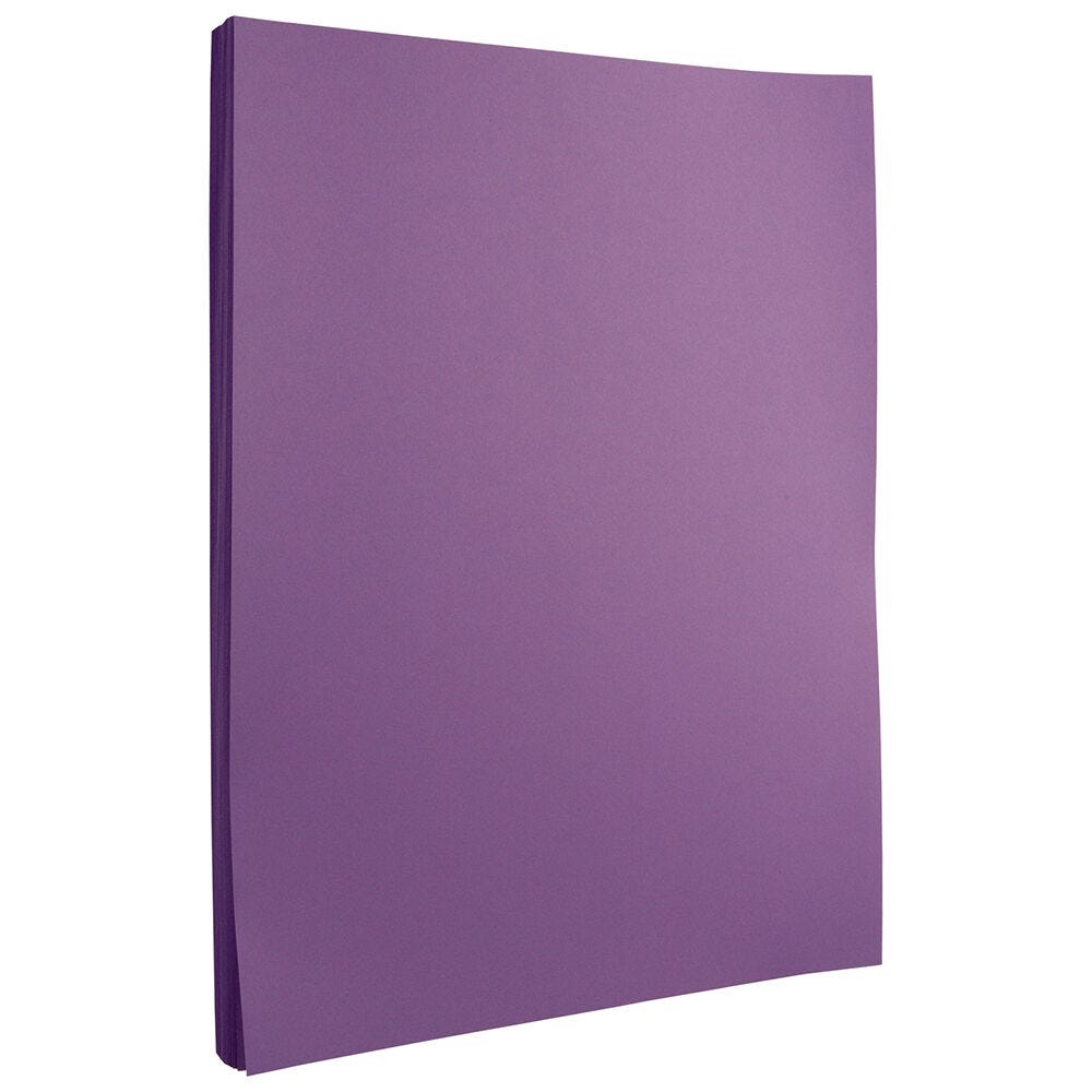 JAM Paper Color Paper, Violet, Letter (8.5in x 11in), 100 Sheets Per Pack, 24 Lb, 30% Recycled MPN:102129