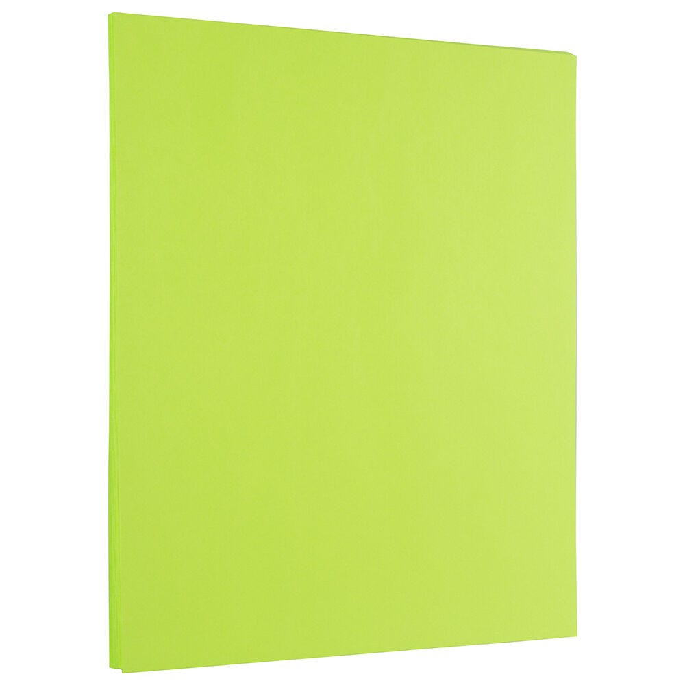 JAM Paper Color Paper, Ultra Lime Green, Letter (8.5in x 11in), 100 Sheets Per Pack, 24 Lb MPN:104034