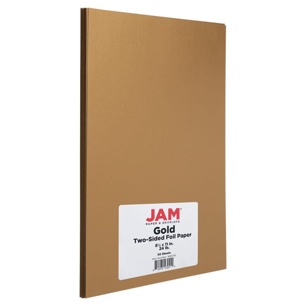 JAM Paper Foil 2-Sided Paper, Gold, Letter (8.5in x 11in), 50 Sheets Per Pack, 24 Lb MPN:1683736