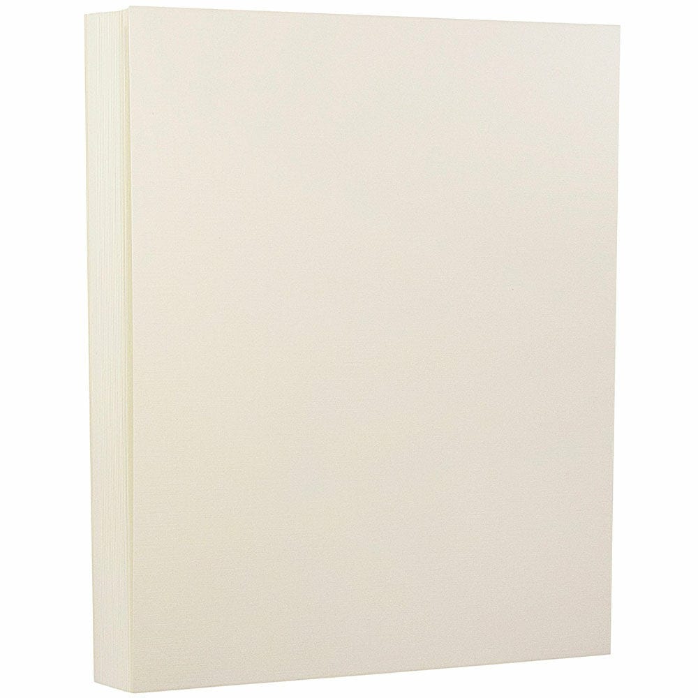 JAM Paper Strathmore 24 Lb Paper, 8-1/2in x 11in, Natural White Linen, Pack Of 100 Sheets MPN:143530