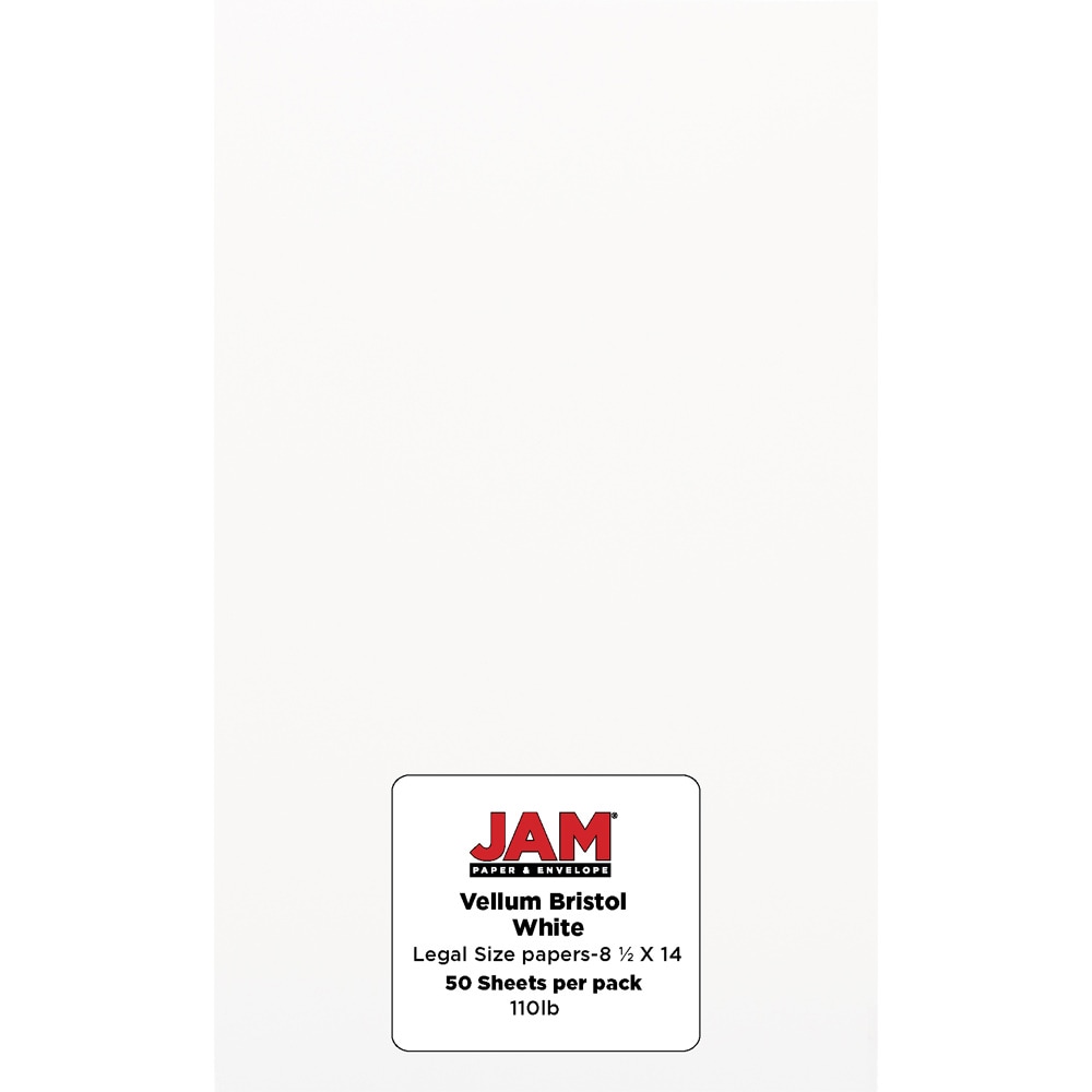 JAM Paper Vellum Bristol Card Stock, White, Legal (8.5in x 14in), 110 Lb, Pack Of 50 MPN:16928443