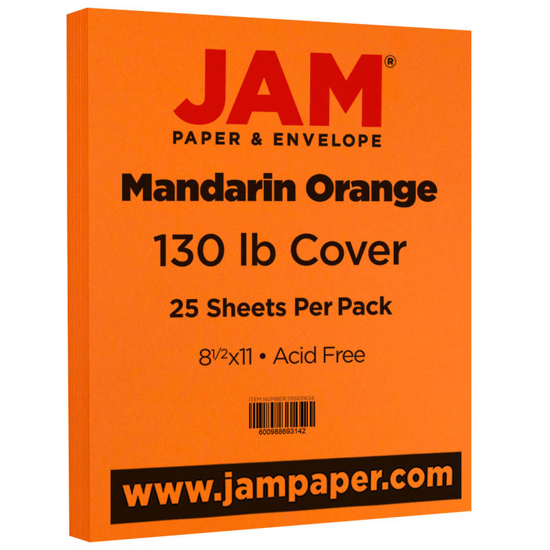 JAM Paper Card Stock, Orange, Letter (8.5in x 11in), 130 Lb, Pack Of 25 MPN:295831634