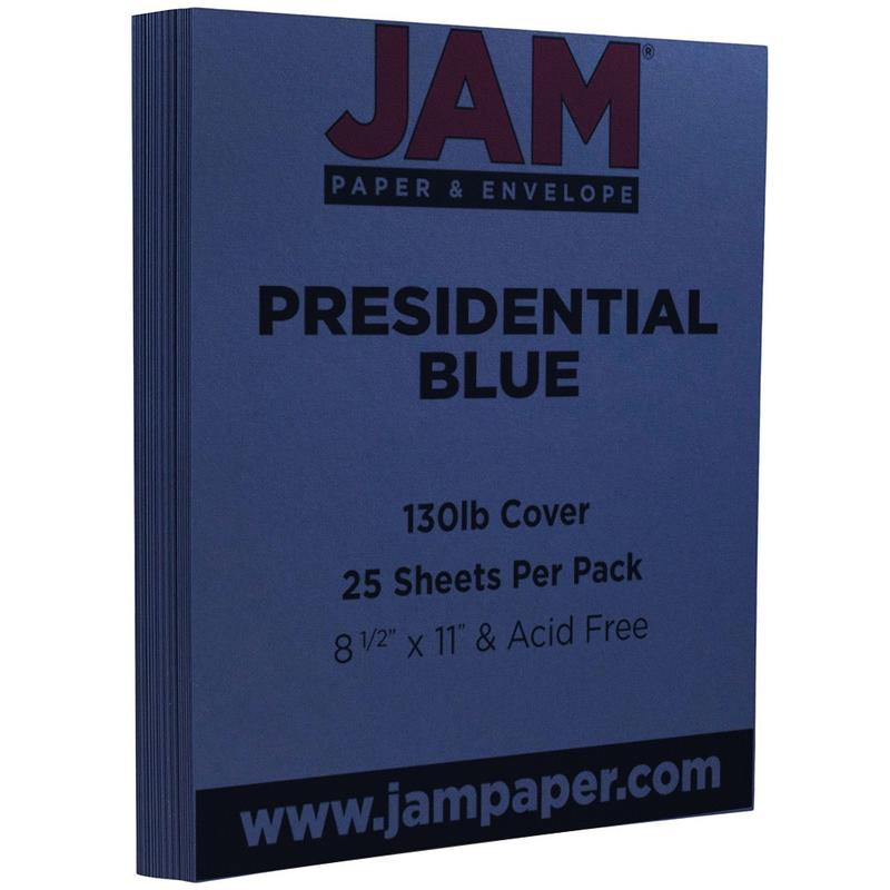 JAM Paper Card Stock, Blue, Letter (8.5in x 11in), 130 Lb, Pack Of 25 MPN:296131626