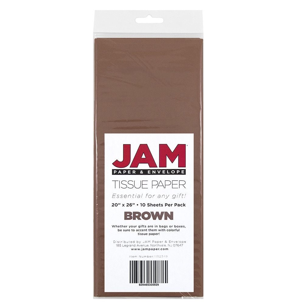 JAM Paper Tissue Paper, 26inH x 20inW x 1/8inD, Brown, Pack Of 10 Sheets MPN:1152349