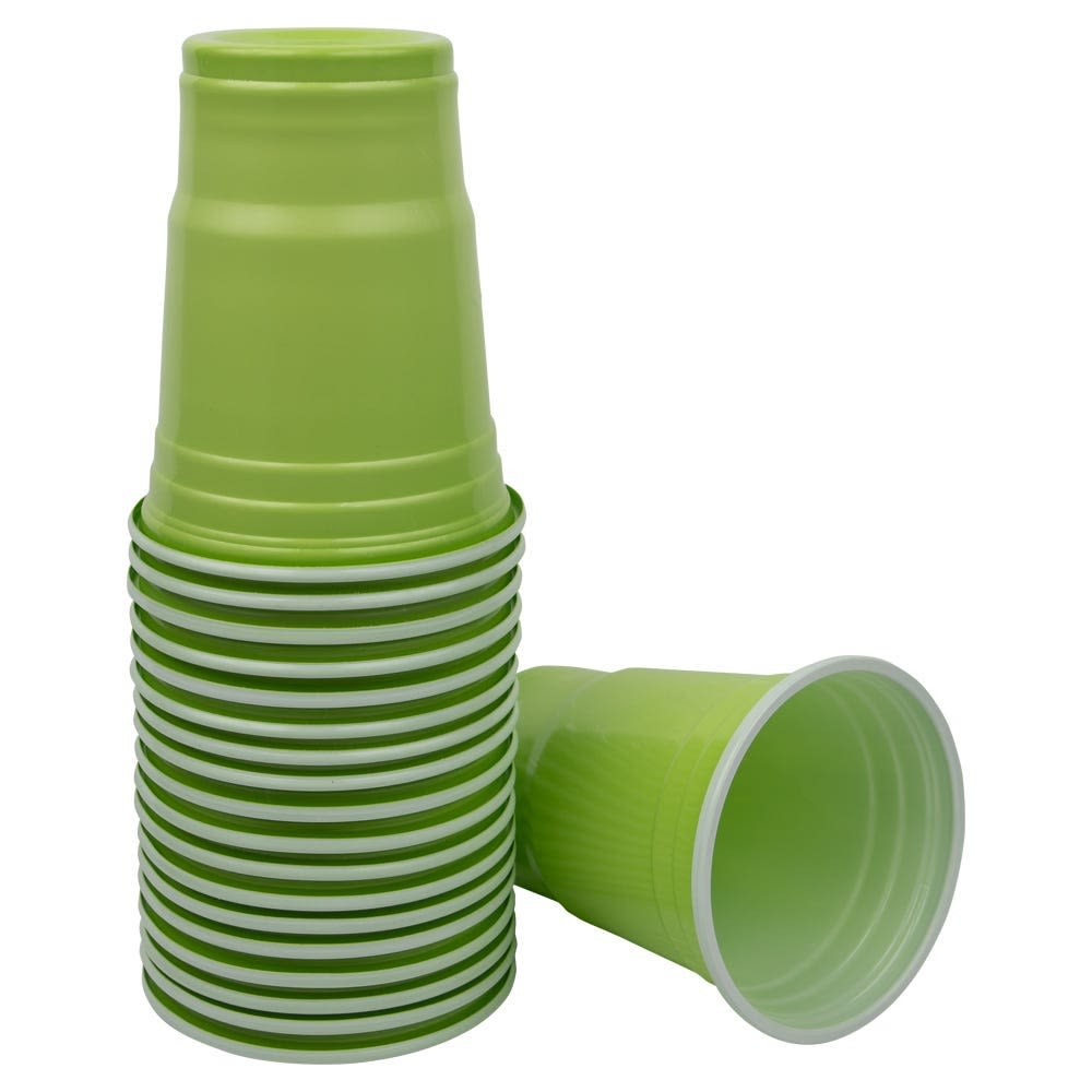 JAM PAPER Plastic Party Cups, 12 oz, Lime Green, 20 Glasses/Pack MPN:2255520704
