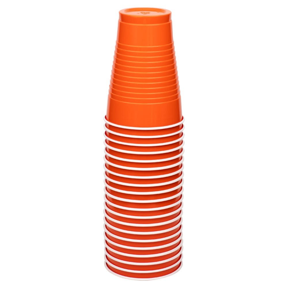 JAM PAPER Plastic Party Cups, 12 oz, Orange, 20 Glasses/Pack MPN:2255520706