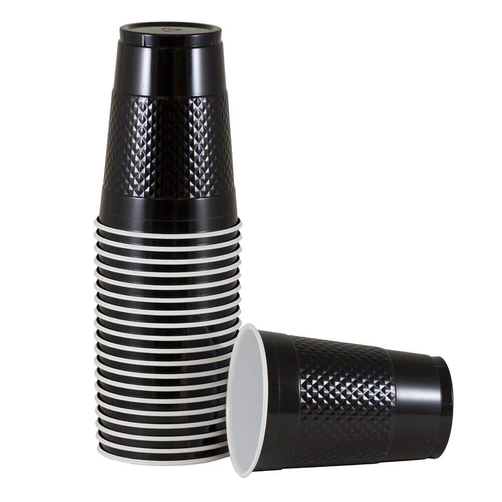 JAM PAPER Plastic Party Cups, 16 oz, Black, 20 Glasses/Pack MPN:22555216BL