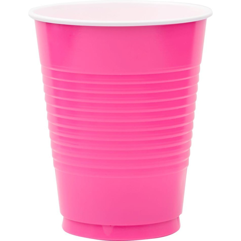 JAM PAPER Plastic Party Cups, 16 oz, Fuchsia, 20 Glasses/Pack MPN:22555216FU